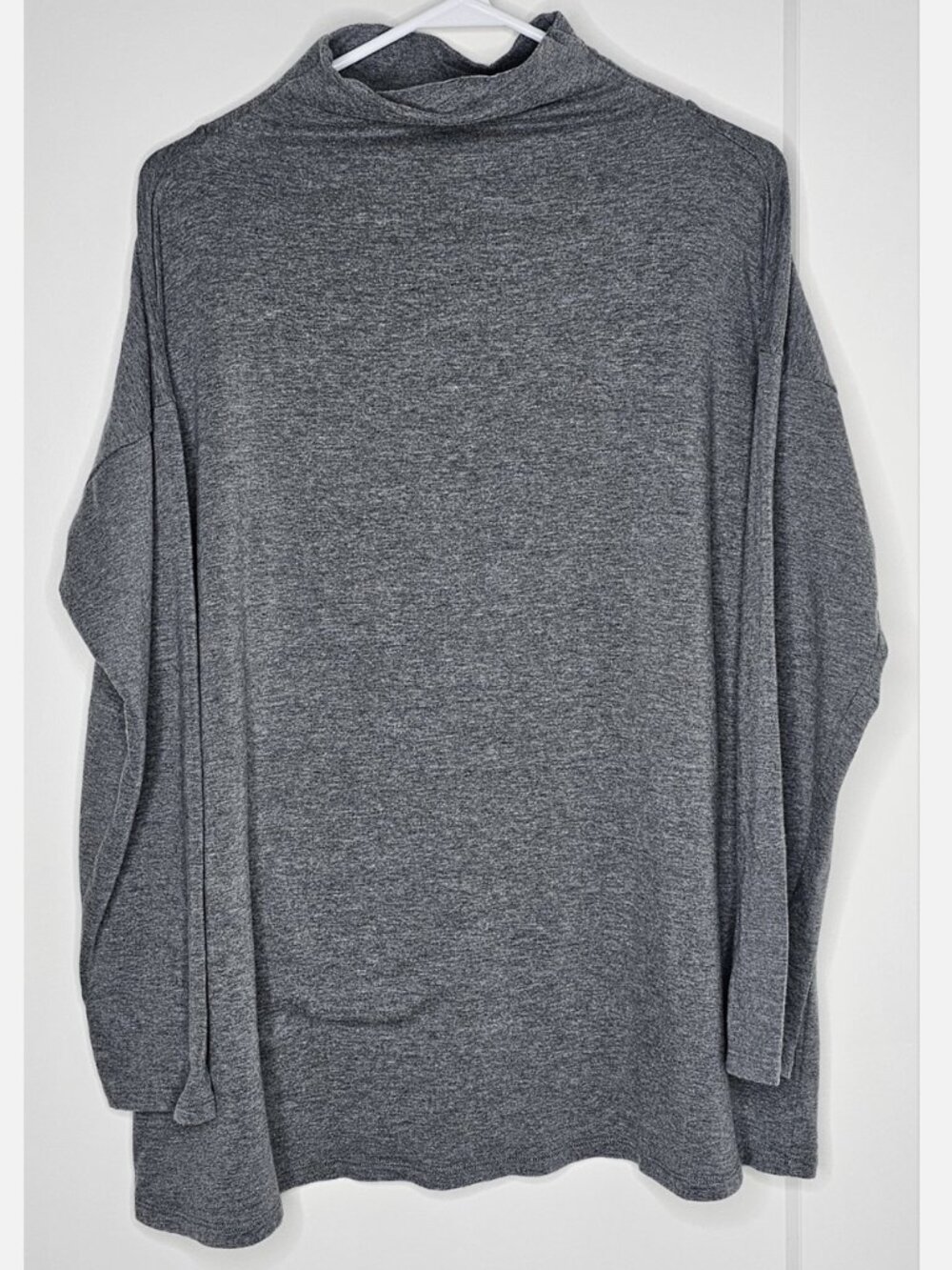 Eileen Fisher Small Mock Neck Top Oversize Boxy Classic Capsule Gray Longsleeve